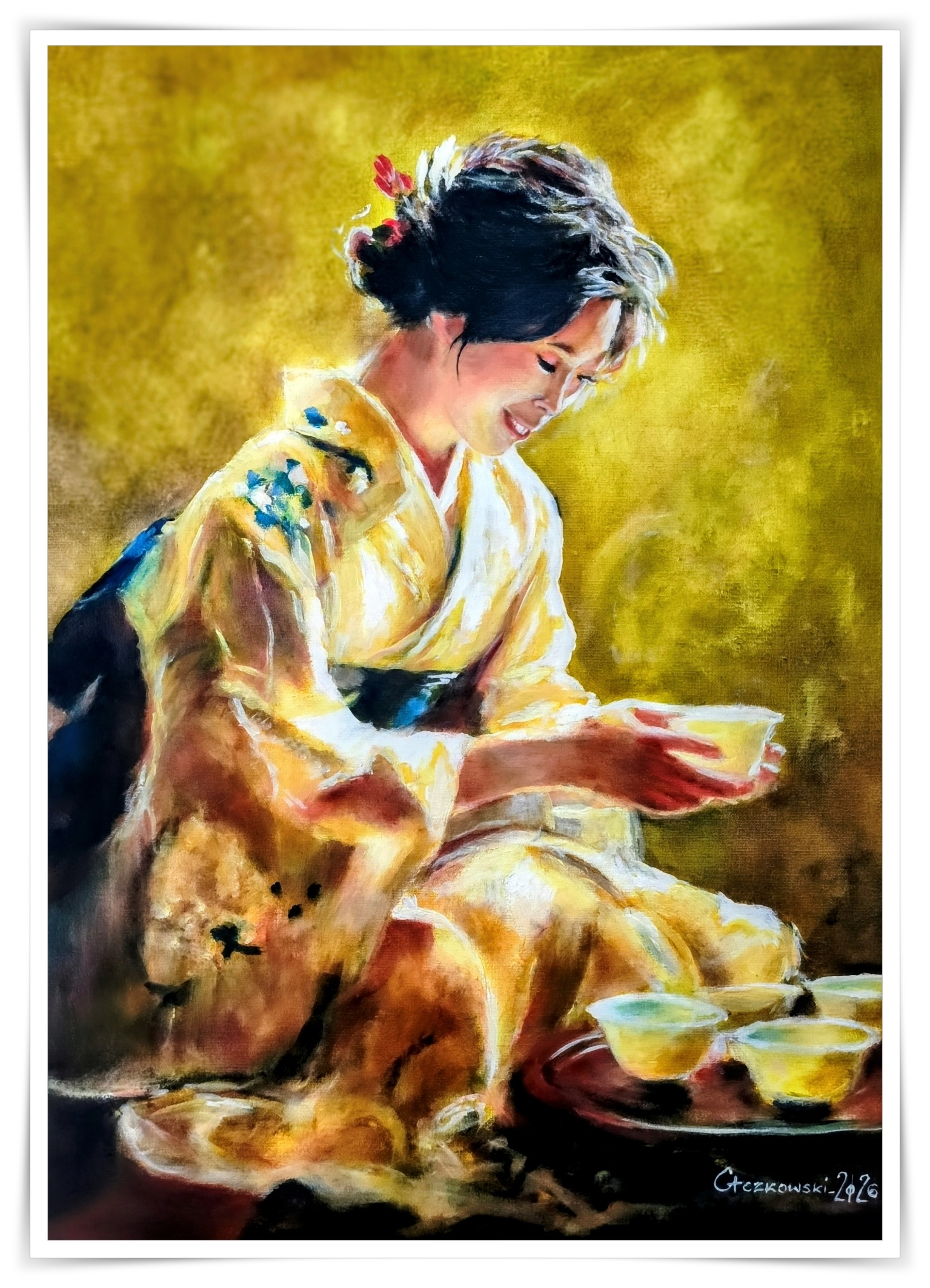 Obraz olejny , 70 x 50 cm. na płótnie i panelu.